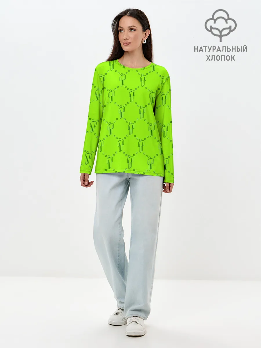 Лонгслив женский. Хлопок / Billie Eilish pattern