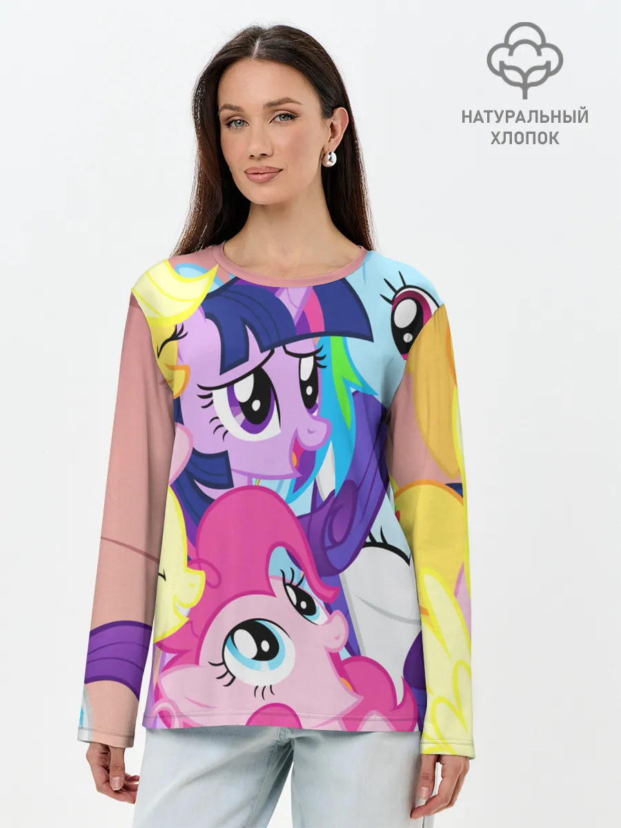 Лонгслив женский. Хлопок / МАЛЕНЬКИЕ ПОНИ