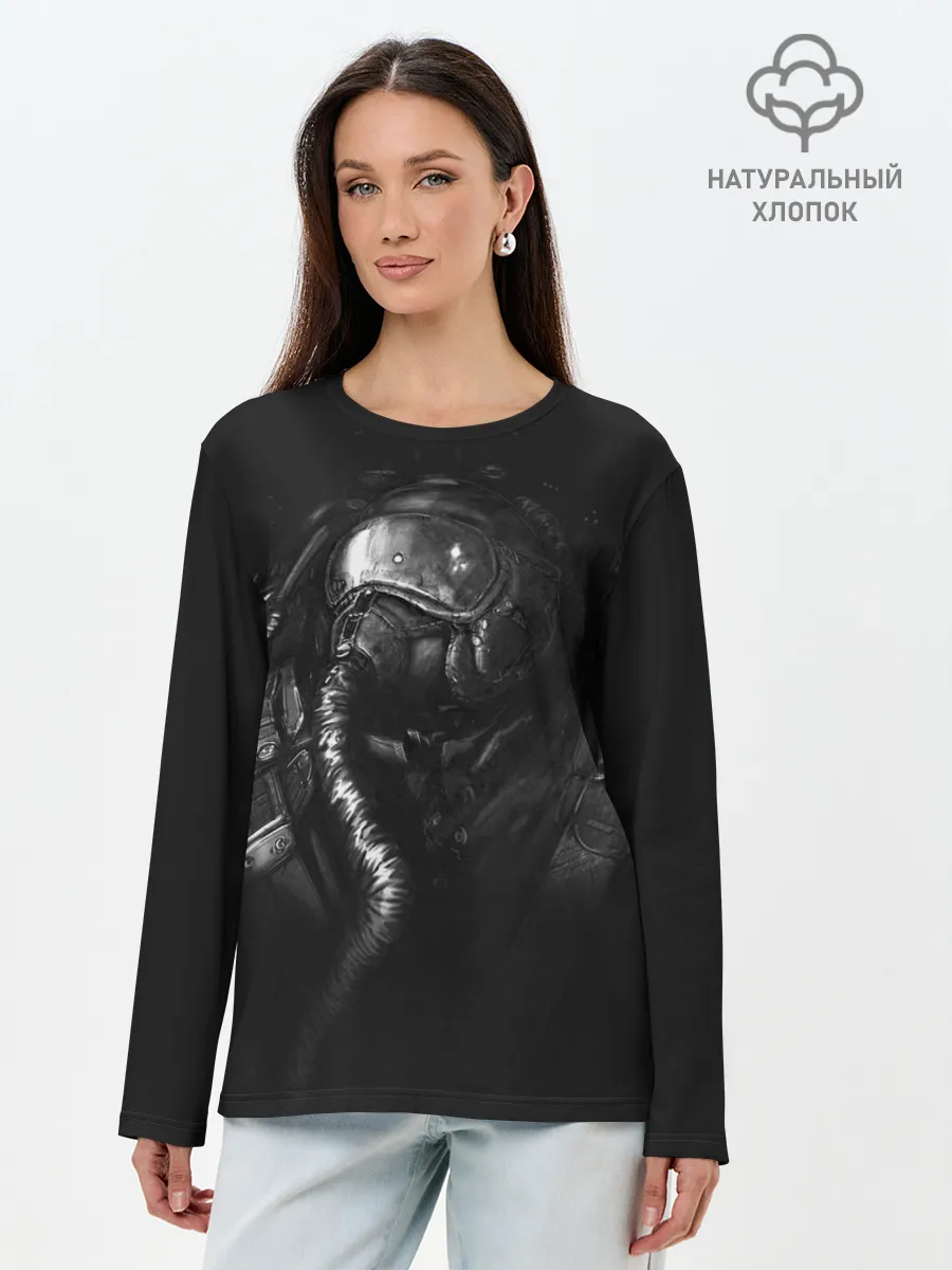 Лонгслив женский. Хлопок / Чернозём - Пилот