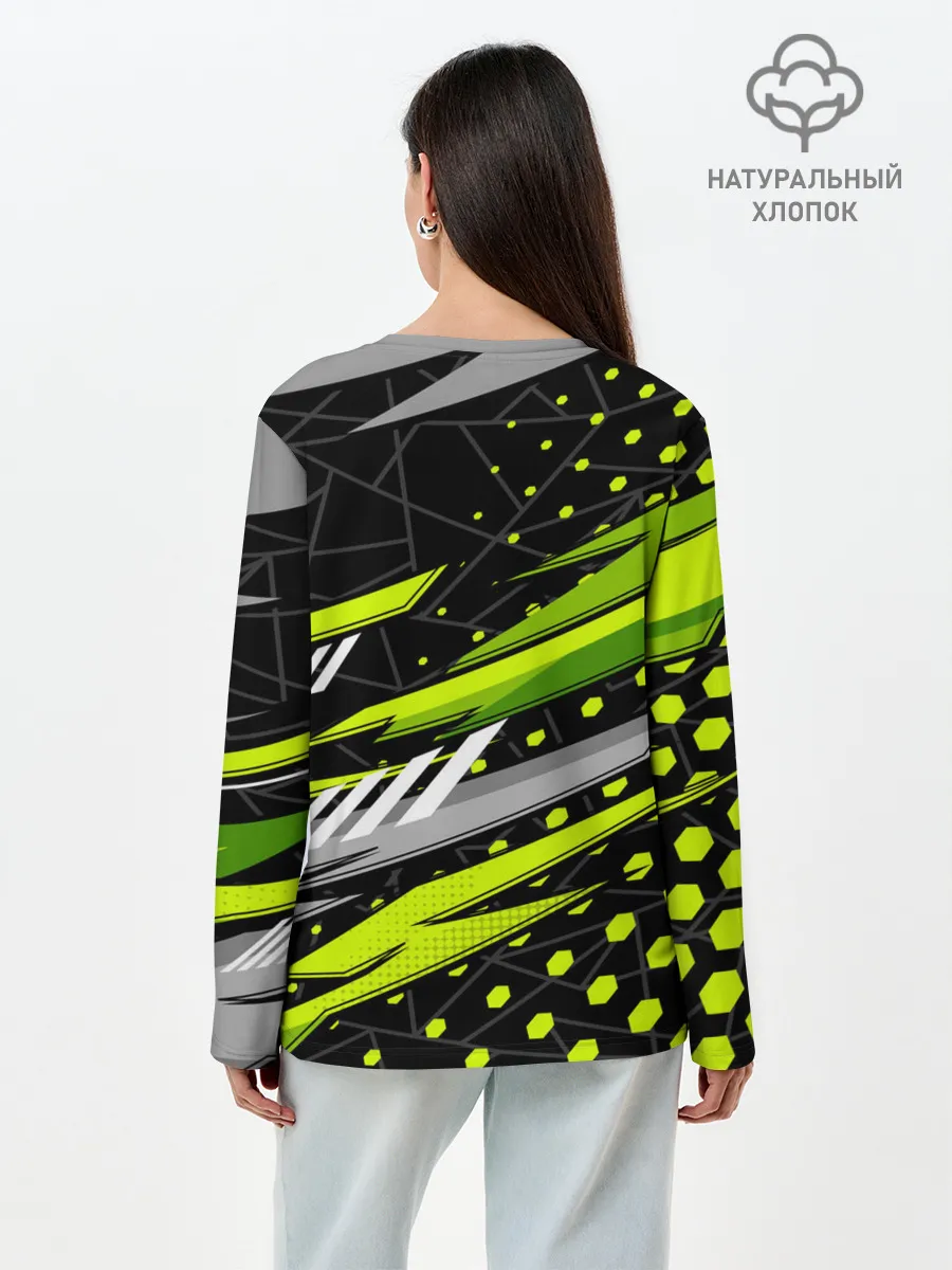 Лонгслив женский. Хлопок / Black and Green