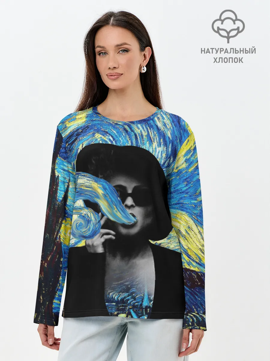 Лонгслив женский. Хлопок / Марла на картине Ван Гога