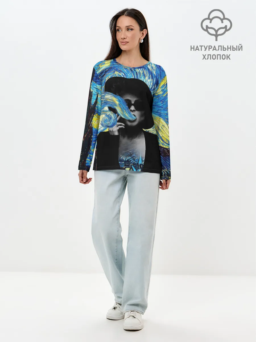 Лонгслив женский. Хлопок / Марла на картине Ван Гога