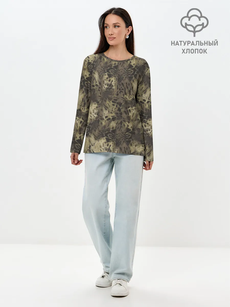 Лонгслив женский. Хлопок / Камуфляж Prym1 Woodlands Camo