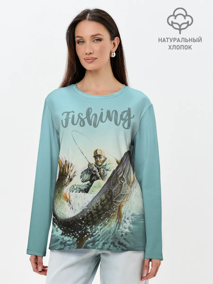 Лонгслив женский. Хлопок / Fishing