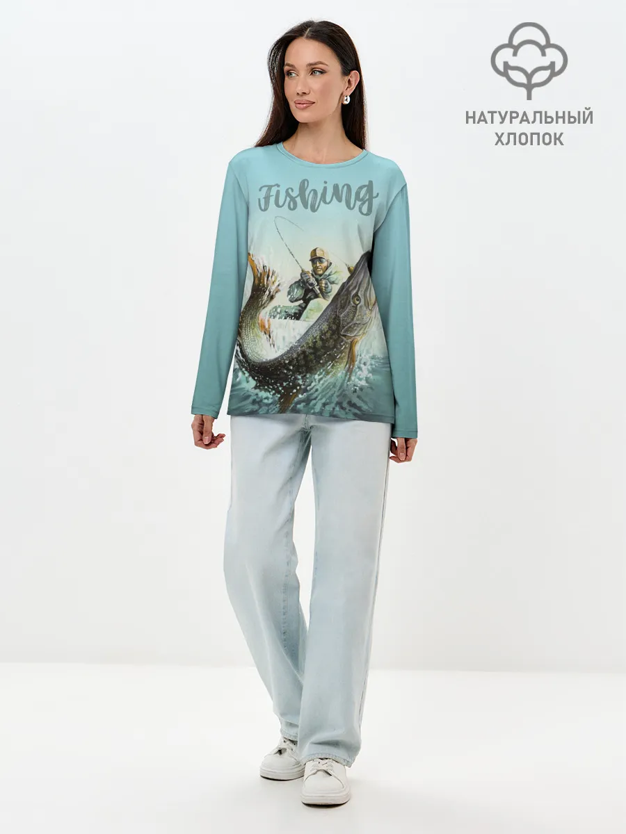 Лонгслив женский. Хлопок / Fishing