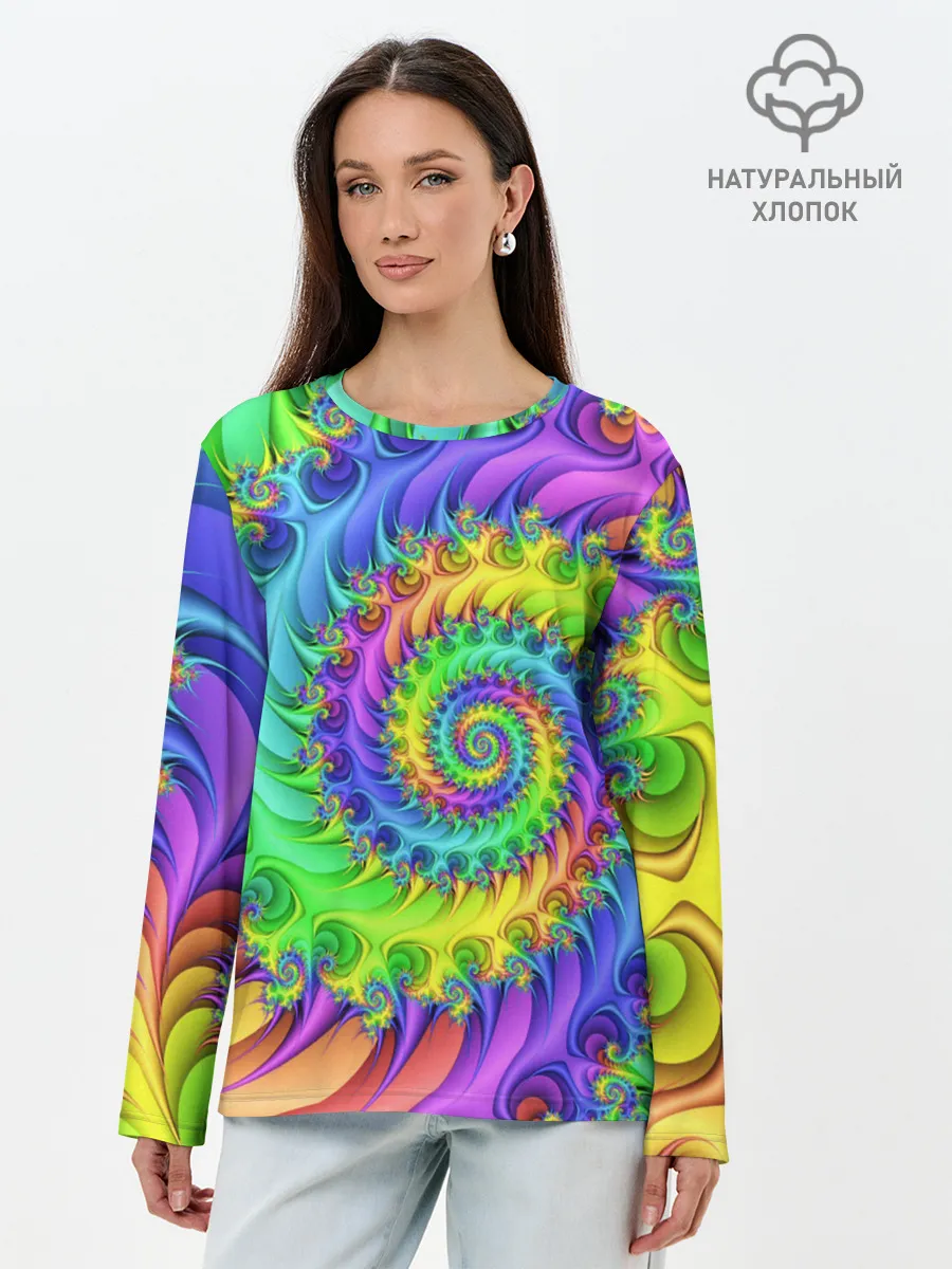 Лонгслив женский. Хлопок / ФРАКТАЛЬНЫЙ АБСТРАКТ