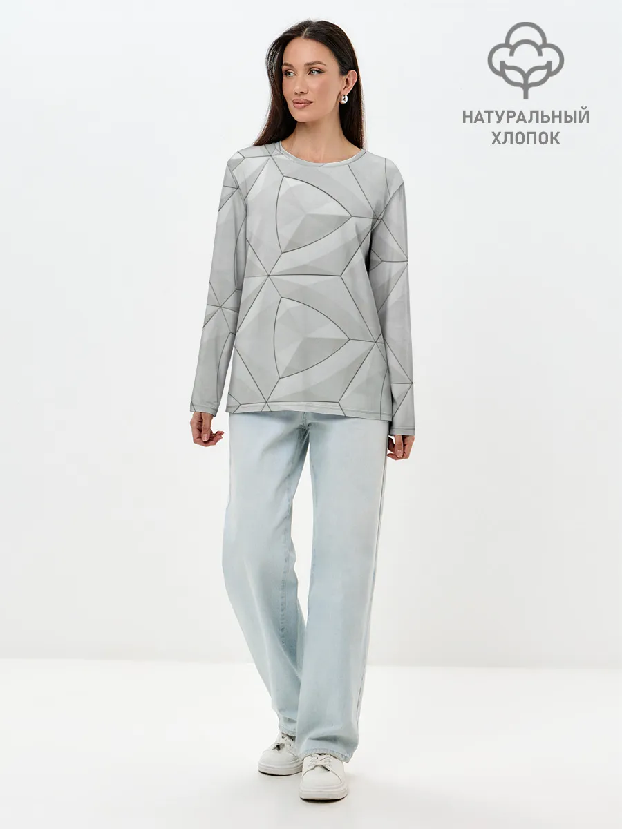 Лонгслив женский. Хлопок / Техно Геометрия