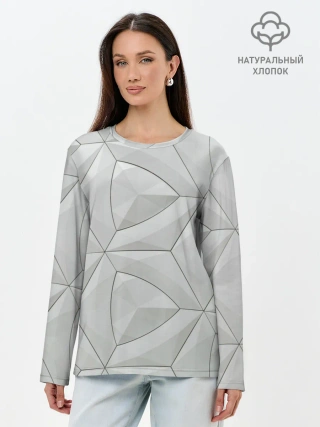 Лонгслив женский. Хлопок / Техно Геометрия