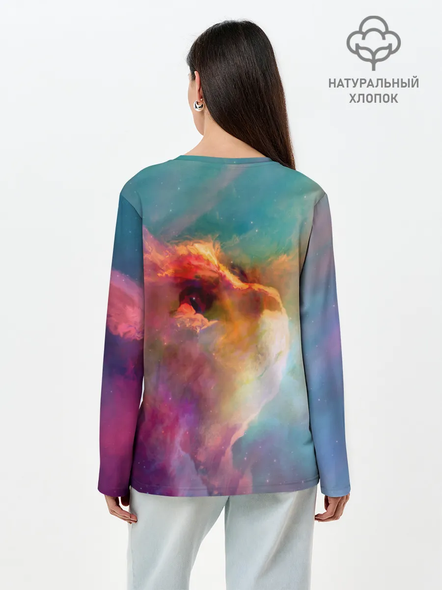 Лонгслив женский. Хлопок / КОСМИЧЕСКИЙ КОТ