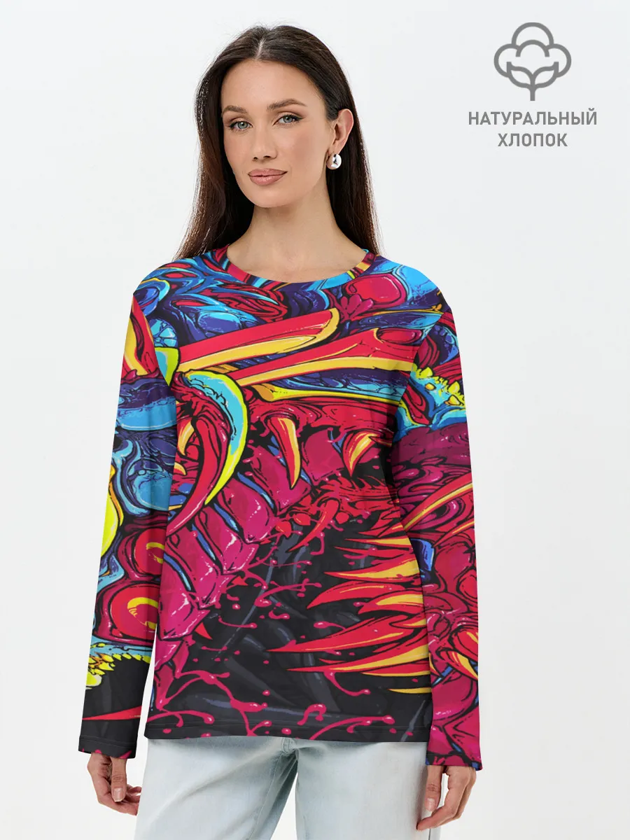 Лонгслив женский. Хлопок / CS GO hyper beast skin