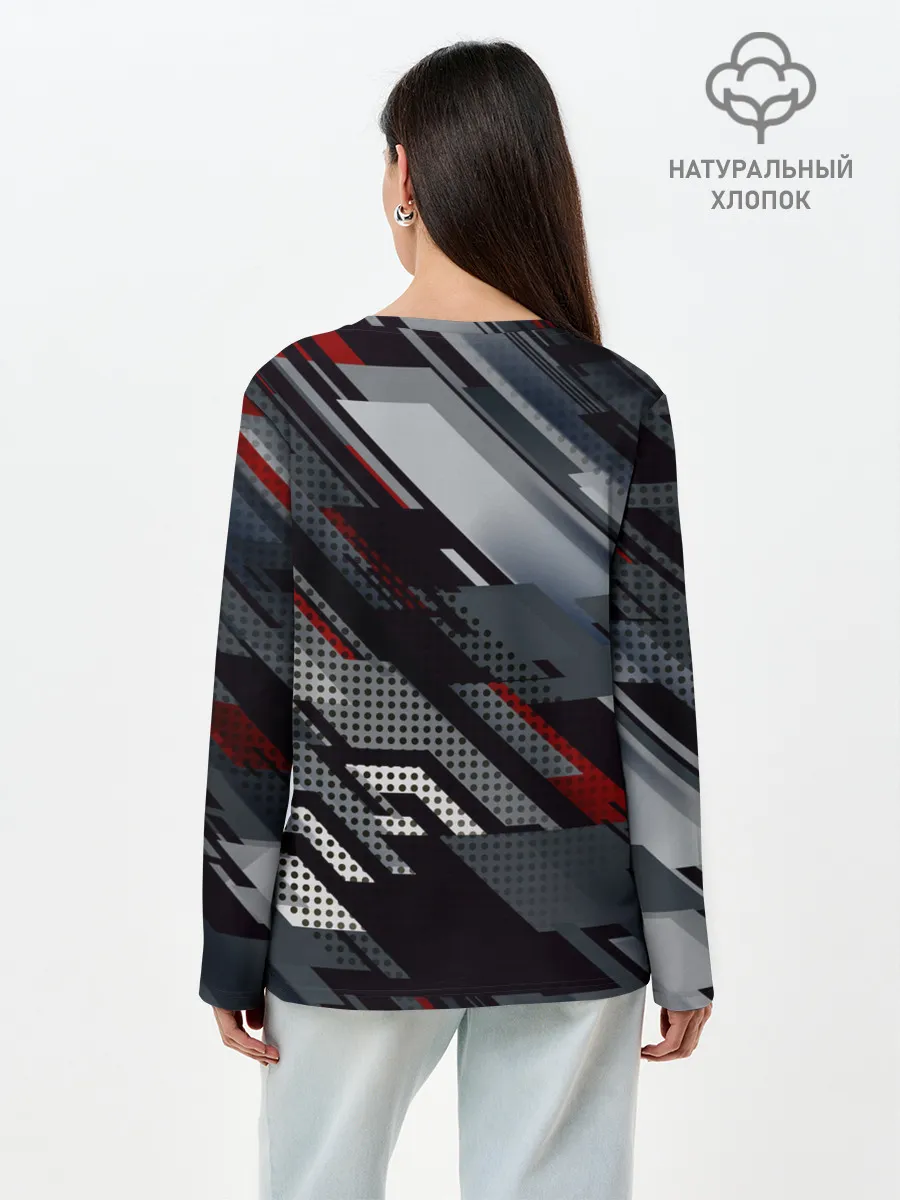Лонгслив женский. Хлопок / Металлическая текстура