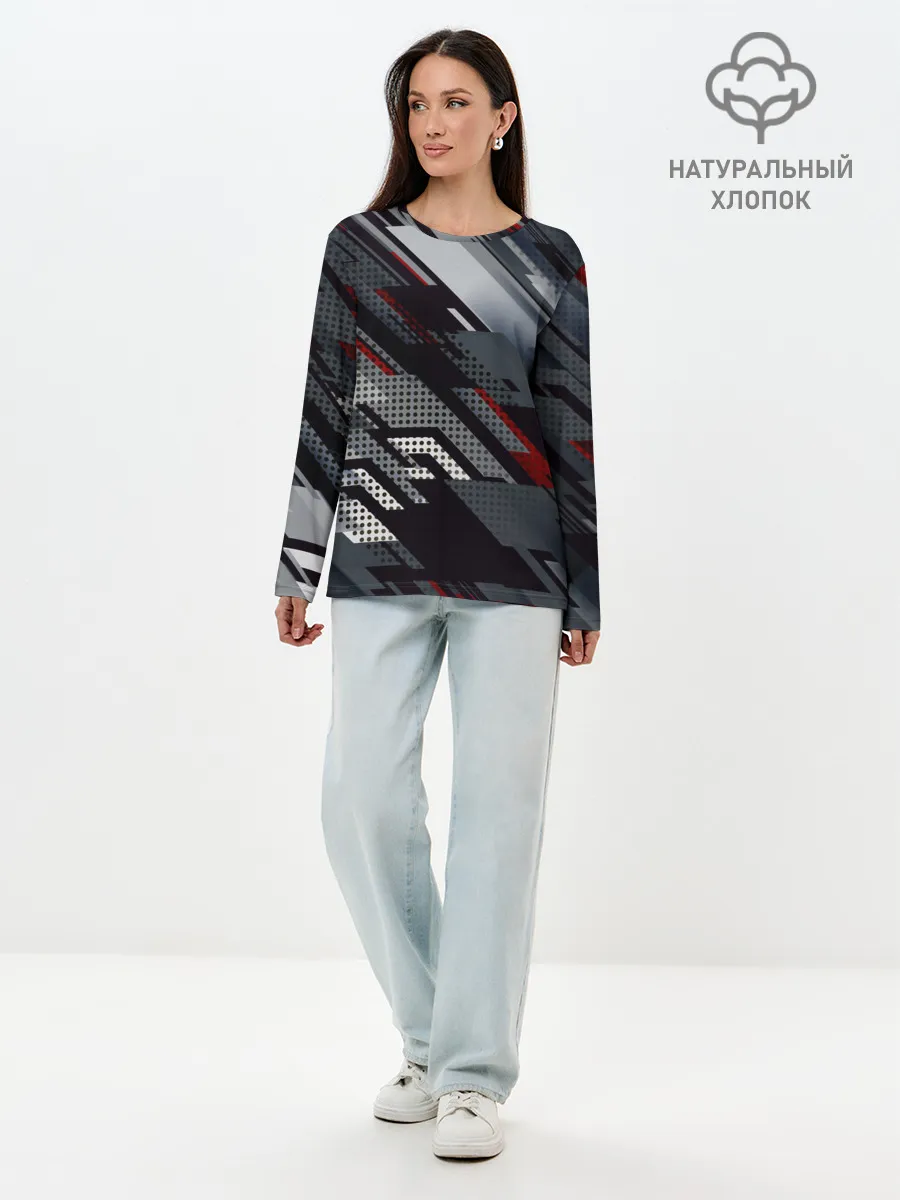 Лонгслив женский. Хлопок / Металлическая текстура