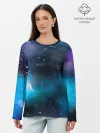 Лонгслив женский. Хлопок / Рисованный Космос
