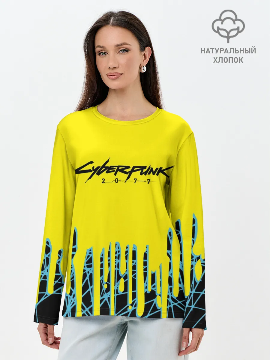 Лонгслив женский. Хлопок / CYBERPUNK 2077