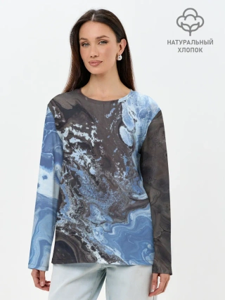 Лонгслив женский. Хлопок / Волны