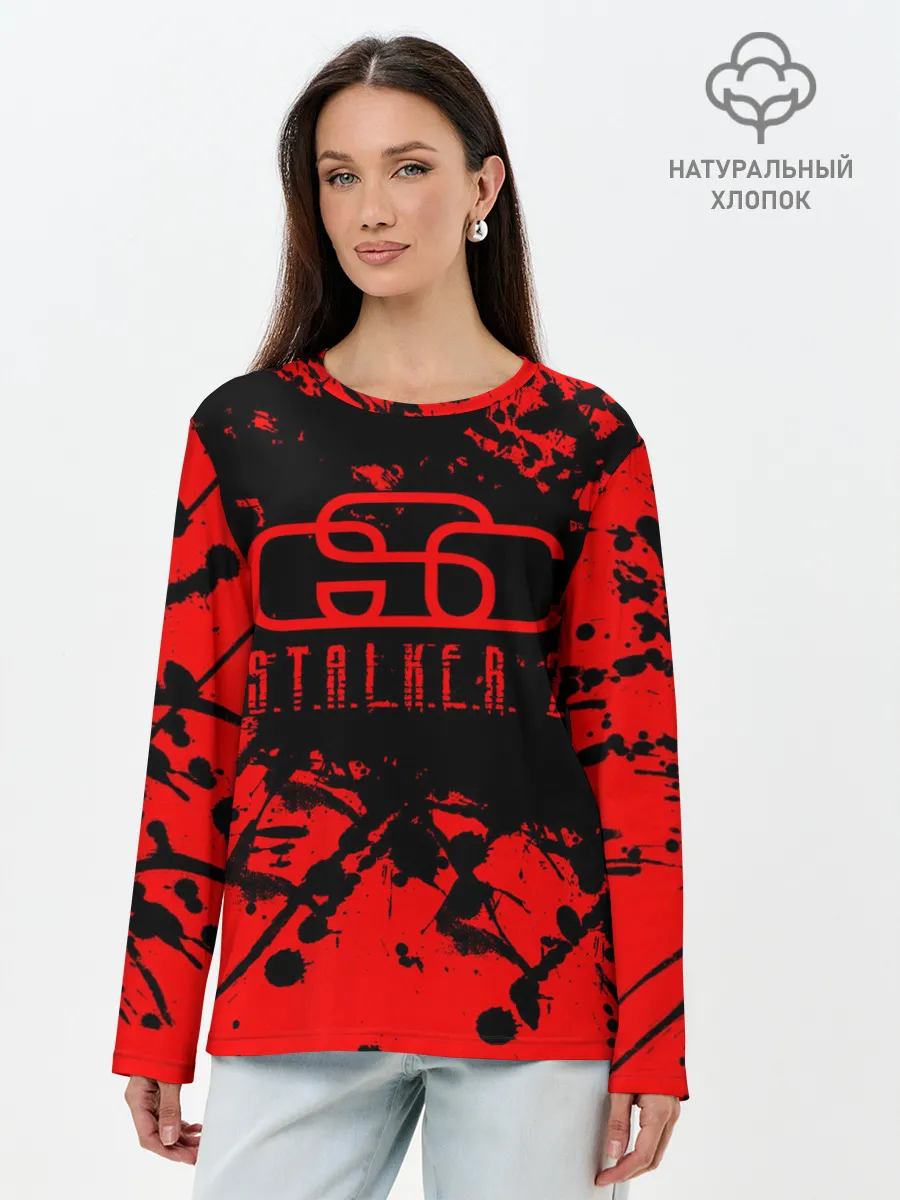 Лонгслив женский. Хлопок / Stalker GSC red
