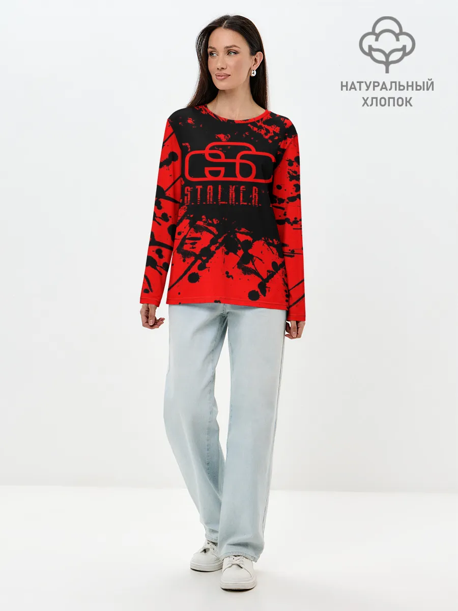 Лонгслив женский. Хлопок / Stalker GSC red