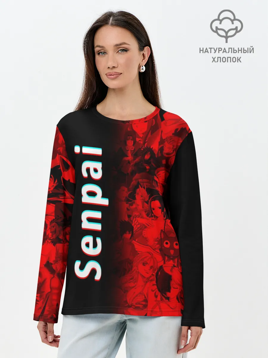 Лонгслив женский. Хлопок / Senpai Glitch