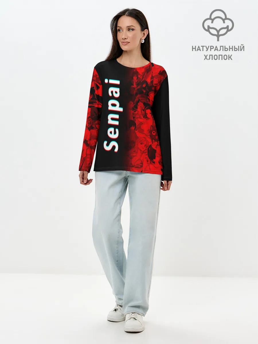 Лонгслив женский. Хлопок / Senpai Glitch