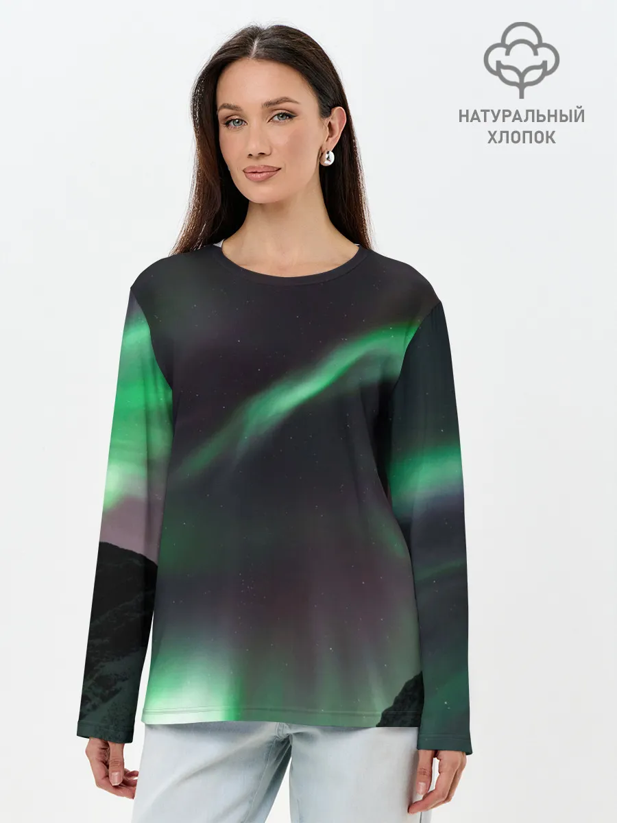 Лонгслив женский. Хлопок / Северное сияние