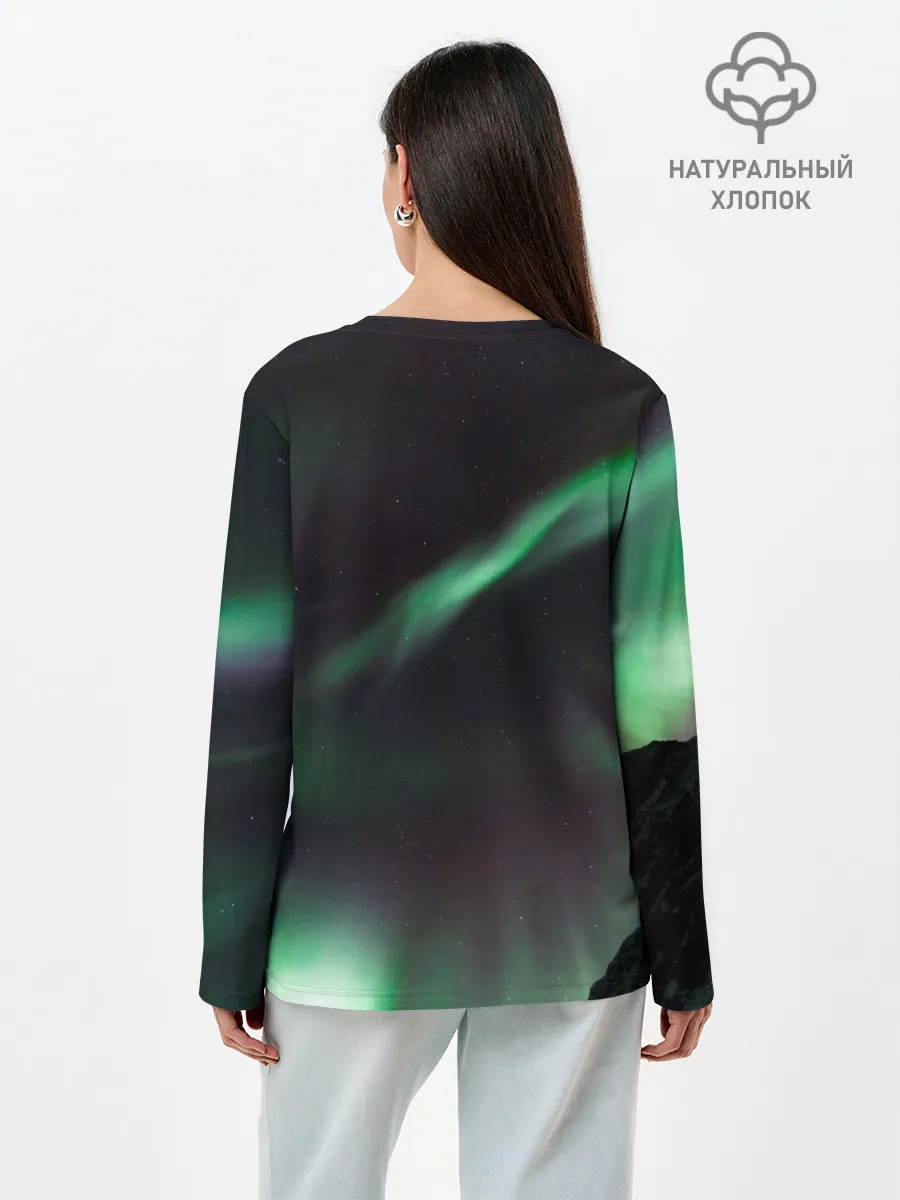 Лонгслив женский. Хлопок / Северное сияние