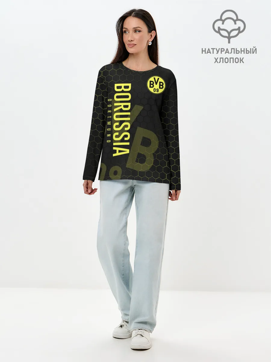 Лонгслив женский. Хлопок / Боруссия Дортмунд