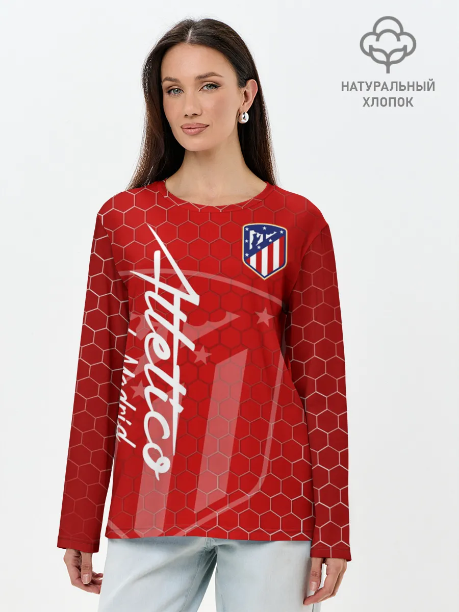 Лонгслив женский. Хлопок / Атлетико Мадрид