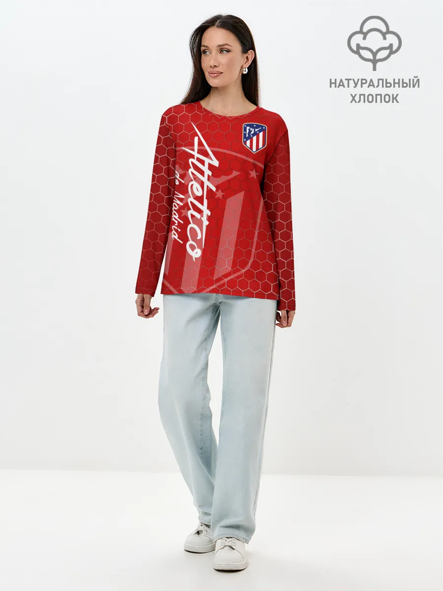 Лонгслив женский. Хлопок / Атлетико Мадрид
