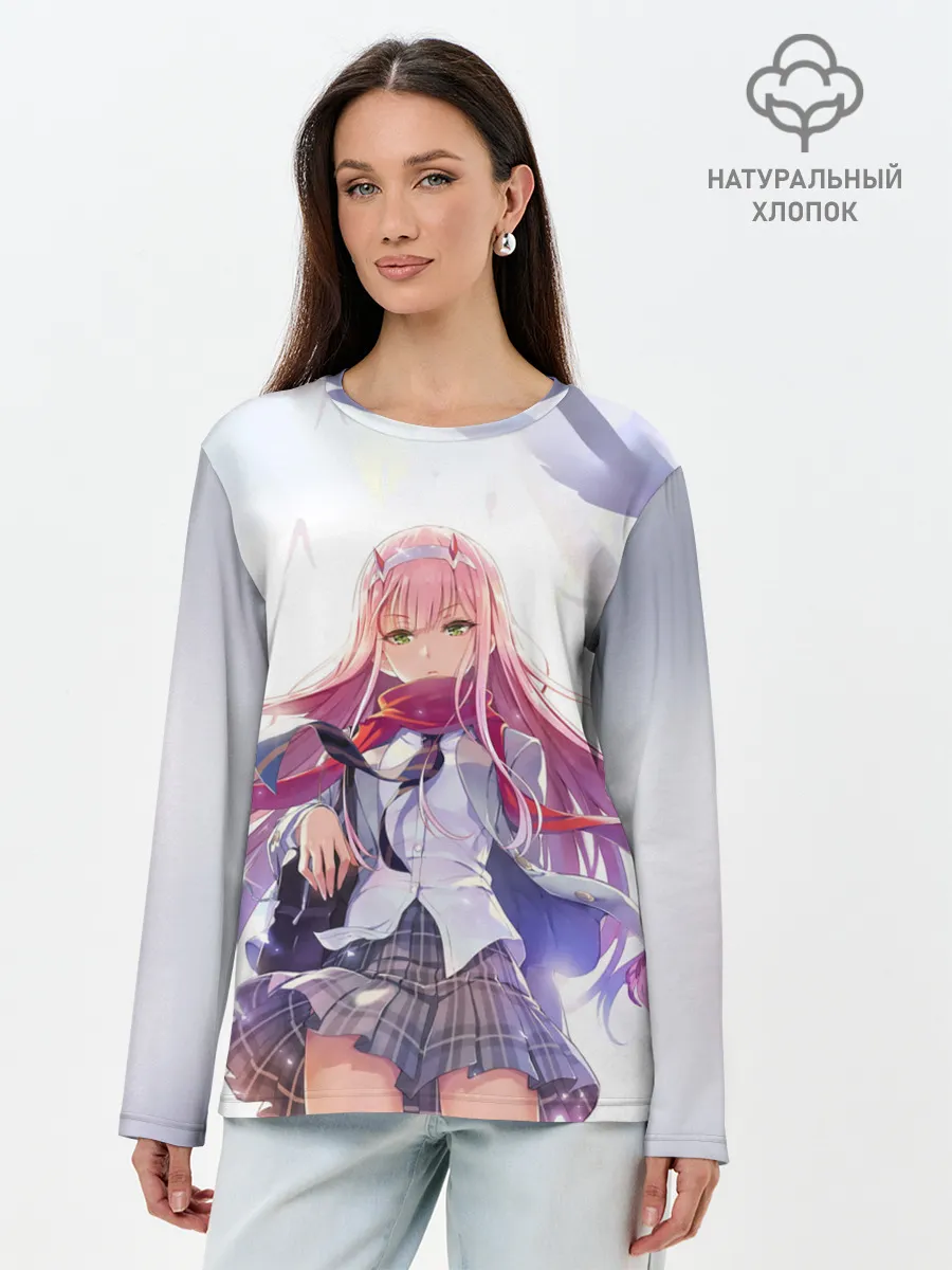 Лонгслив женский. Хлопок / Ноль два арт