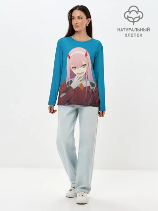 Лонгслив женский. Хлопок / Darliing on blue