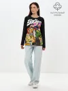 Лонгслив женский. Хлопок / Jojo герои на черном