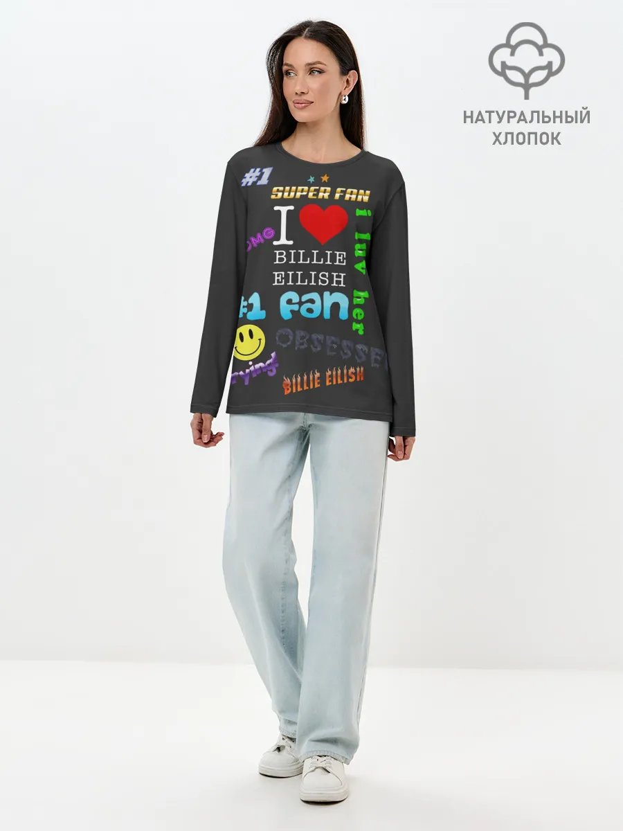 Лонгслив женский. Хлопок / Billie Eilish fan