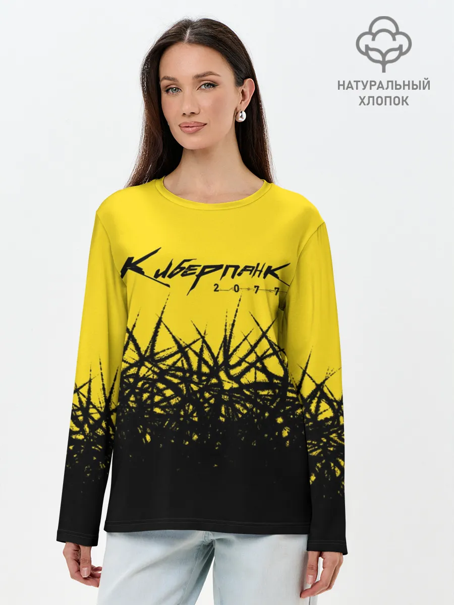 Лонгслив женский. Хлопок / Киберпанк