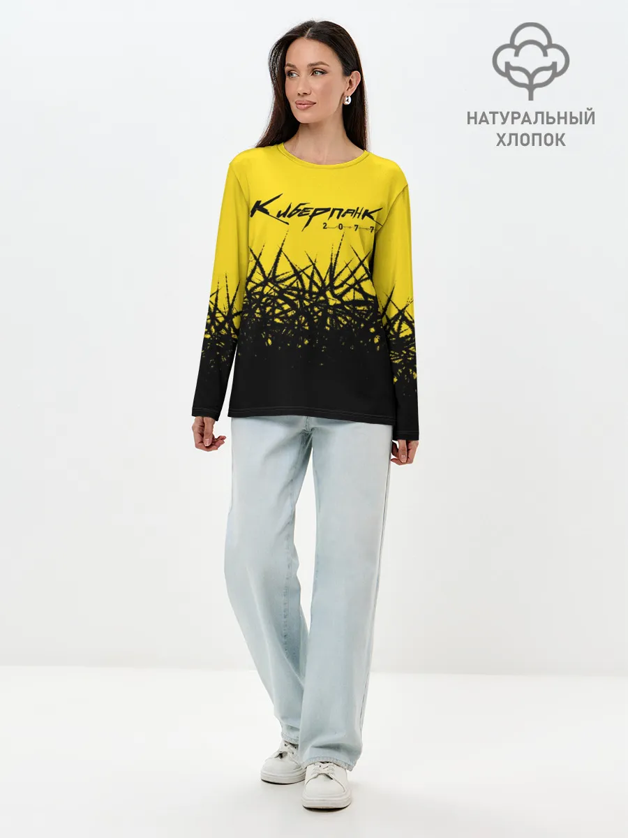 Лонгслив женский. Хлопок / Киберпанк