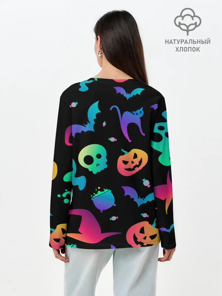 Лонгслив женский. Хлопок / RAINBOW HALLOWEEN | ХЭЛЛУИН