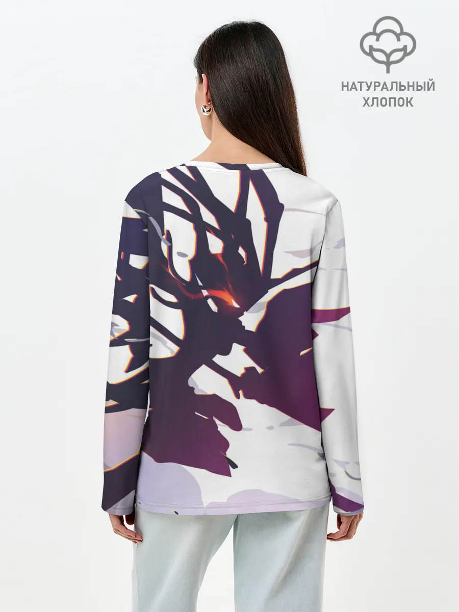 Лонгслив женский. Хлопок / милый во франксе абстракция