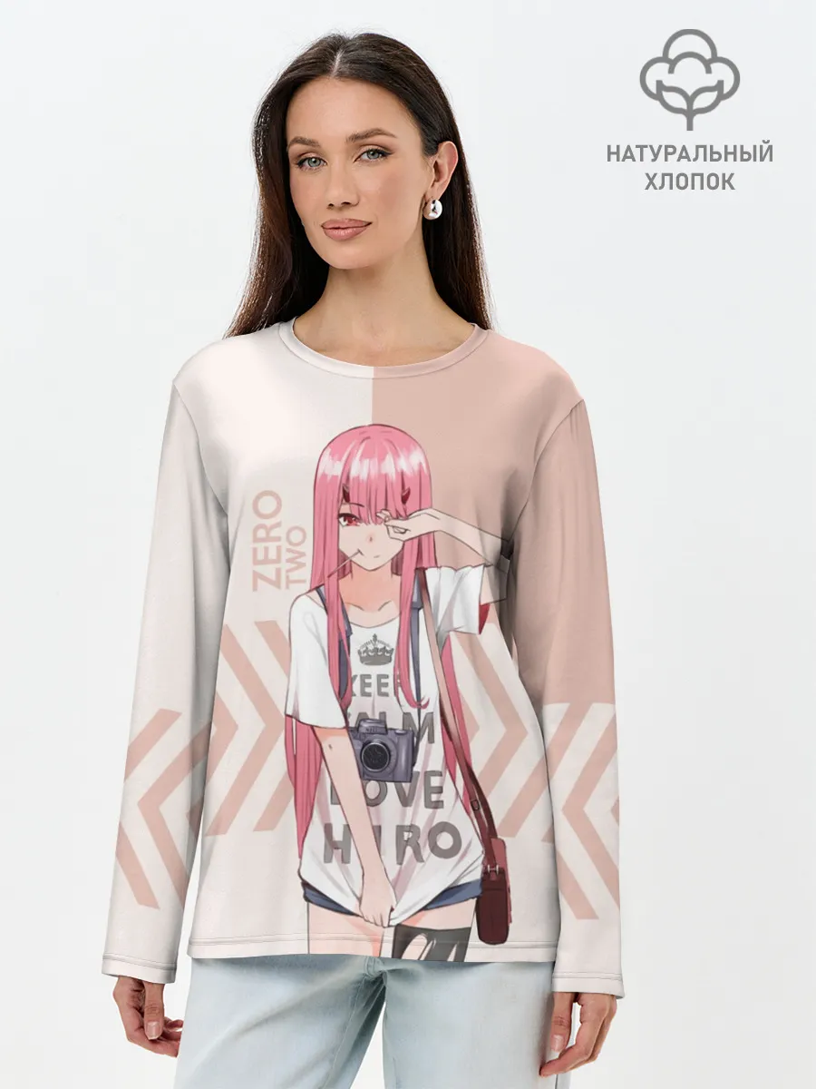 Лонгслив женский. Хлопок / Darling in the Franxx Zero Two