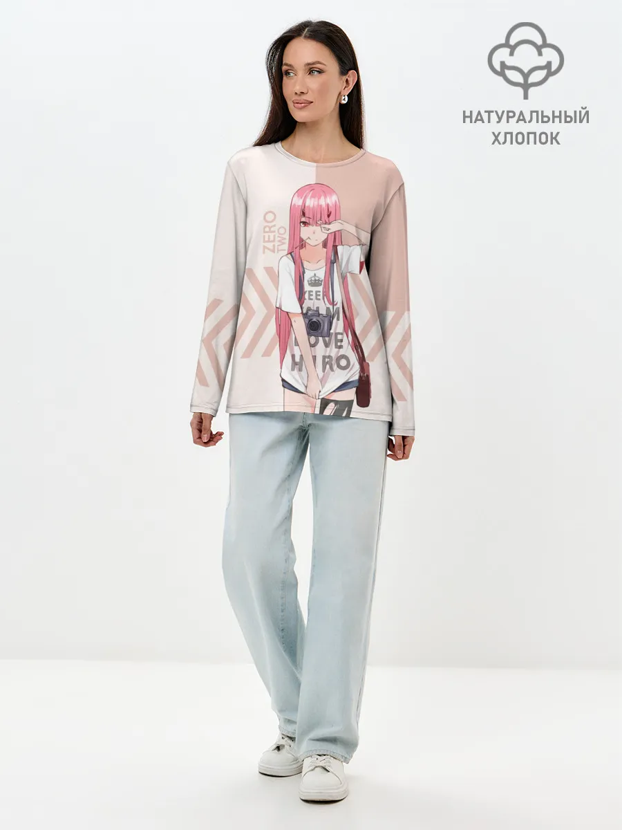 Лонгслив женский. Хлопок / Darling in the Franxx Zero Two