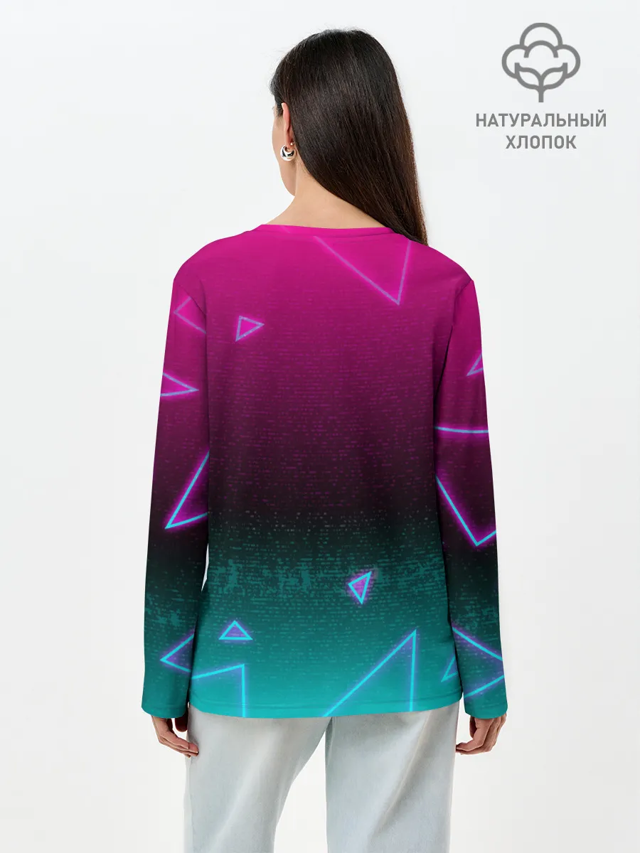 Лонгслив женский. Хлопок / РЕТРО СКОРПИОН НЕОН