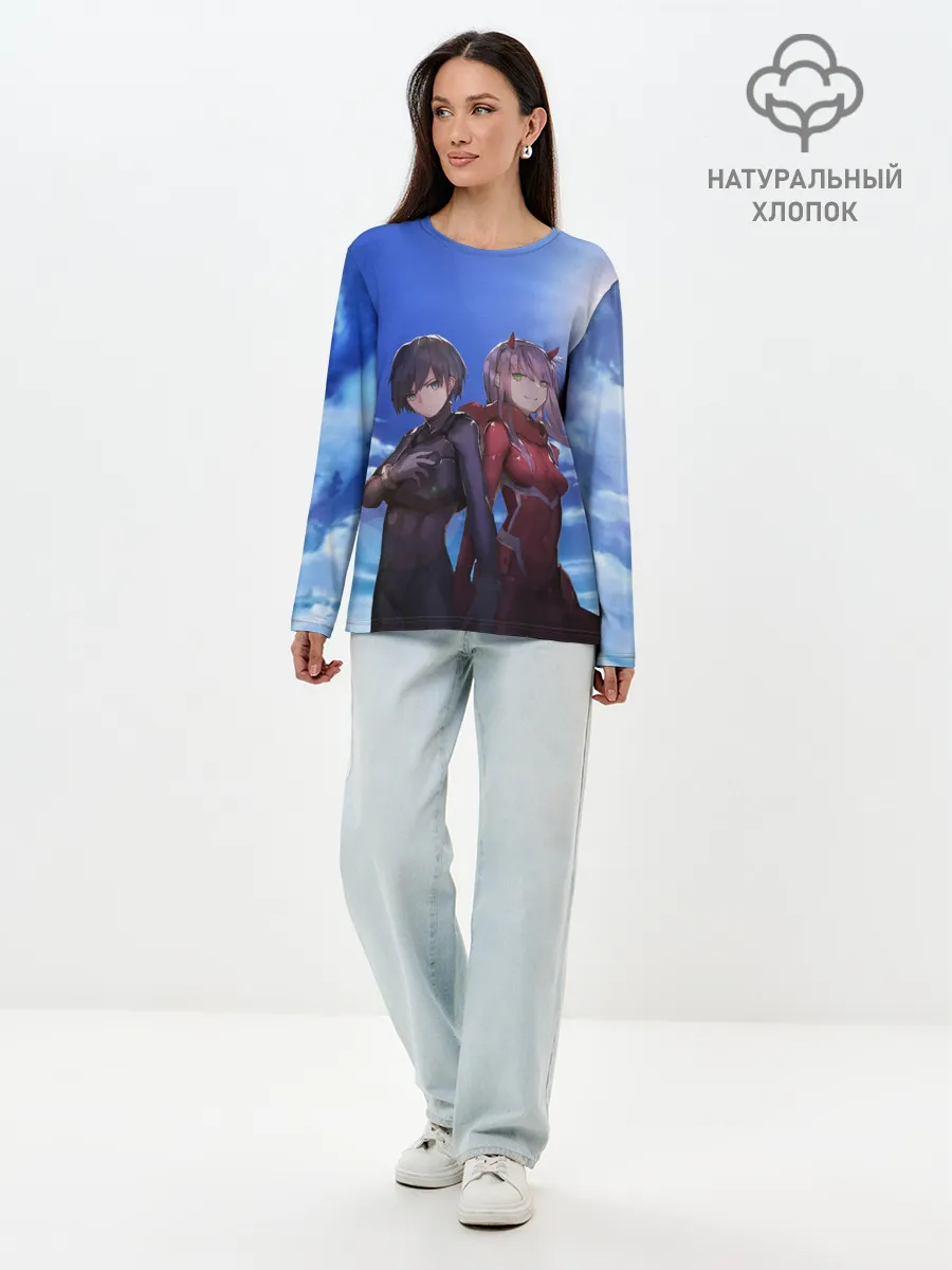 Лонгслив женский. Хлопок / ноль два небо