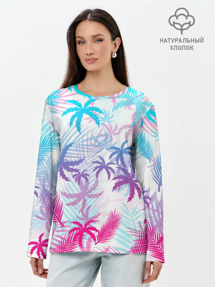 Лонгслив женский. Хлопок / НЕОНОВЫЕ ПАЛЬМЫ