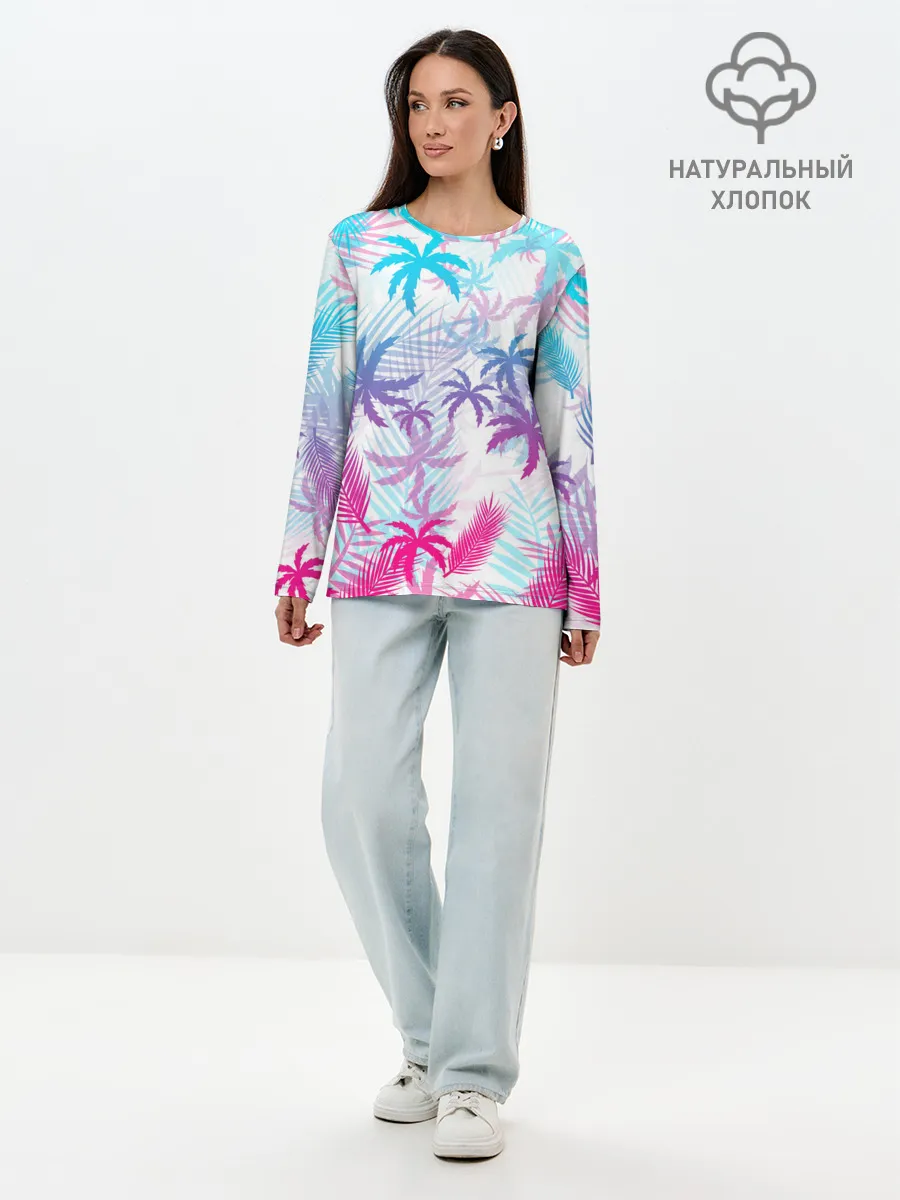 Лонгслив женский. Хлопок / НЕОНОВЫЕ ПАЛЬМЫ