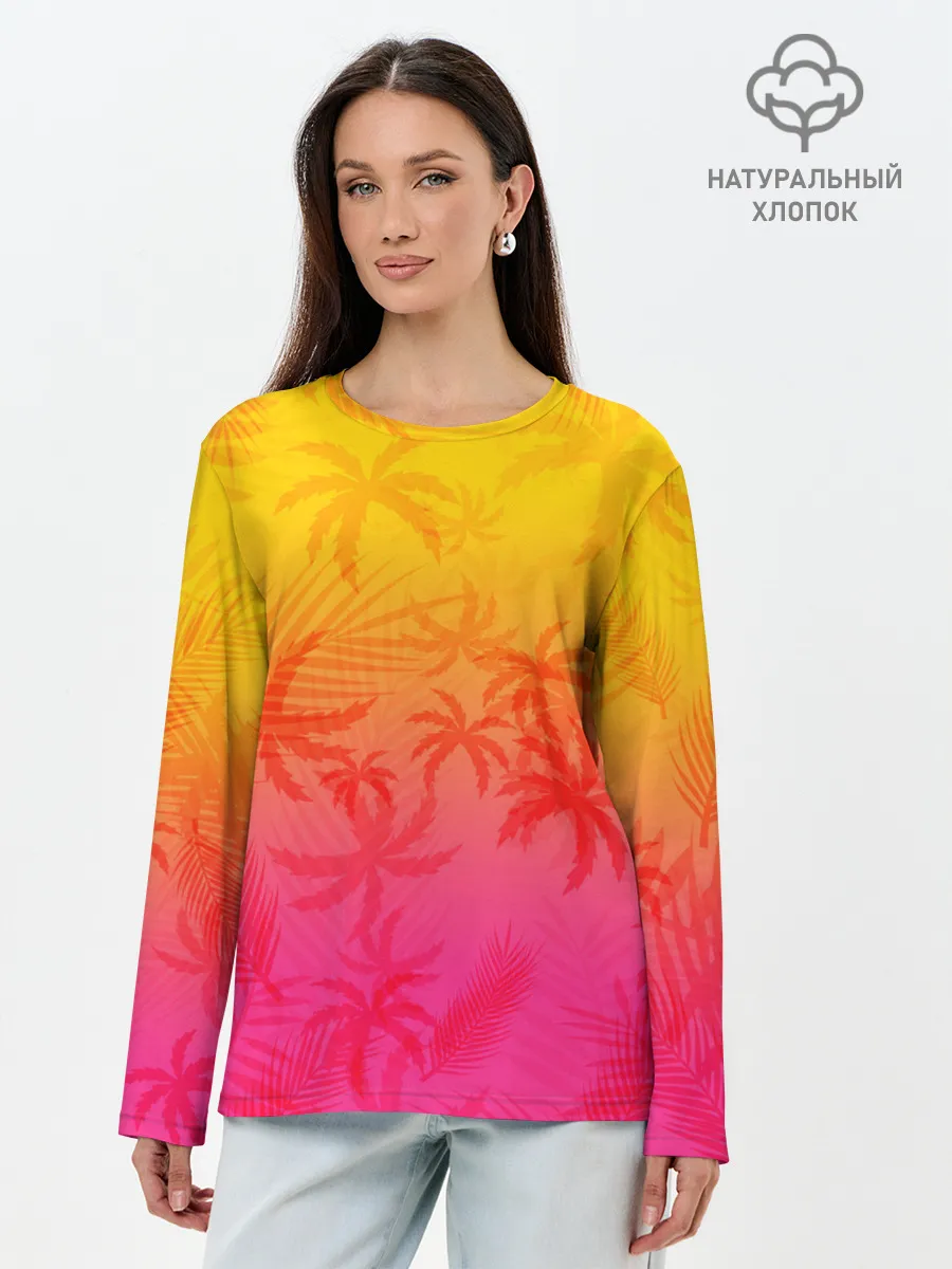 Лонгслив женский. Хлопок / РЕТРО ПАЛЬМЫ