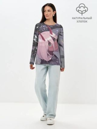 Лонгслив женский. Хлопок / Ноль два арт серый