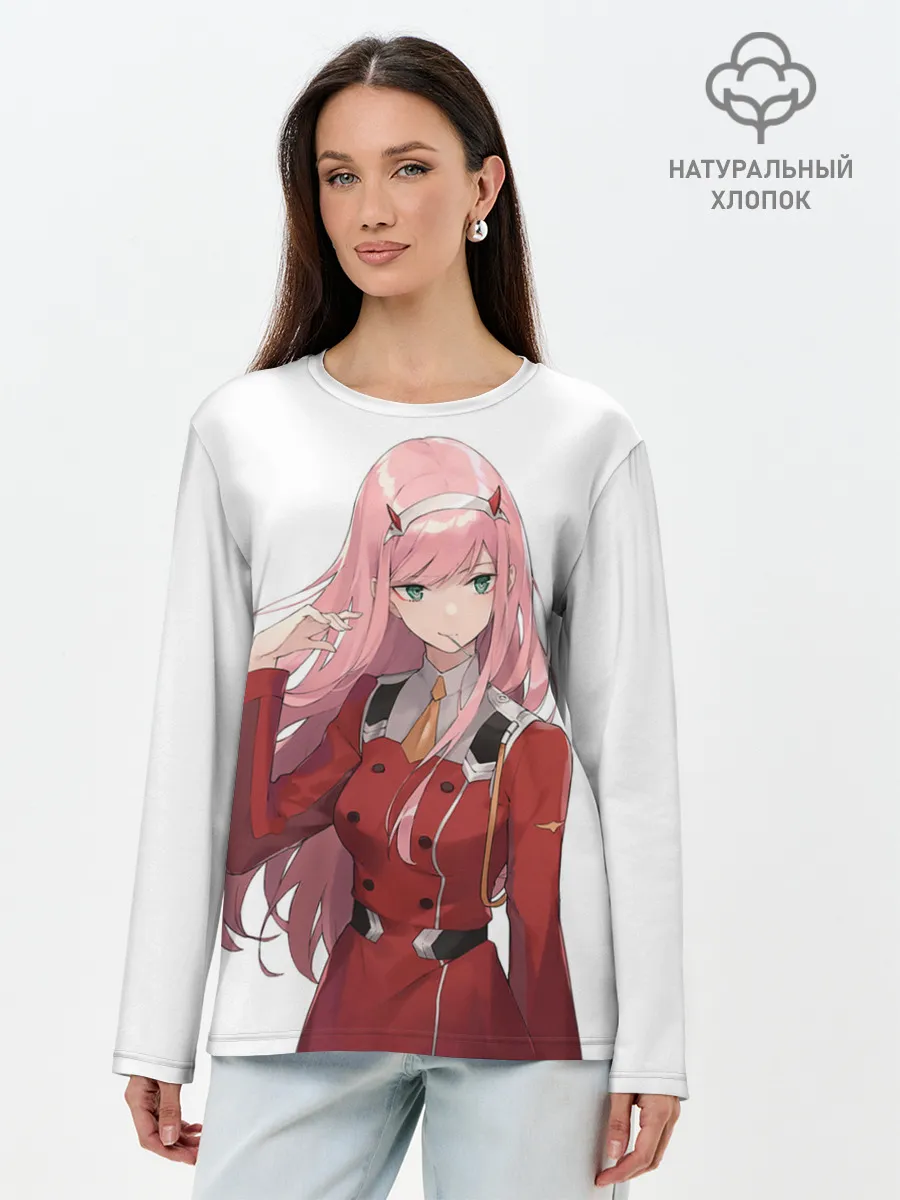 Лонгслив женский. Хлопок / ноль два волосы