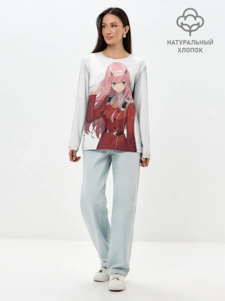 Лонгслив женский. Хлопок / ноль два волосы