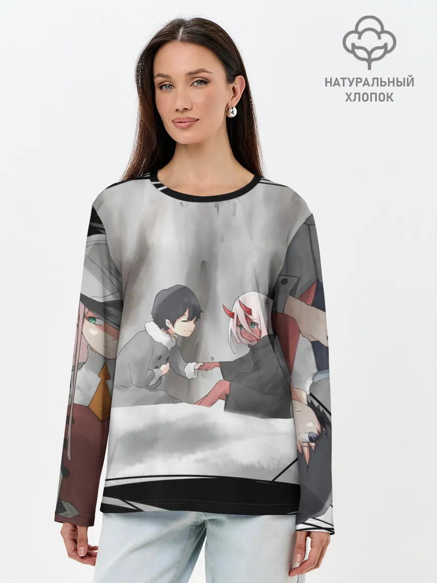 Лонгслив женский. Хлопок / ноль два перевертыш