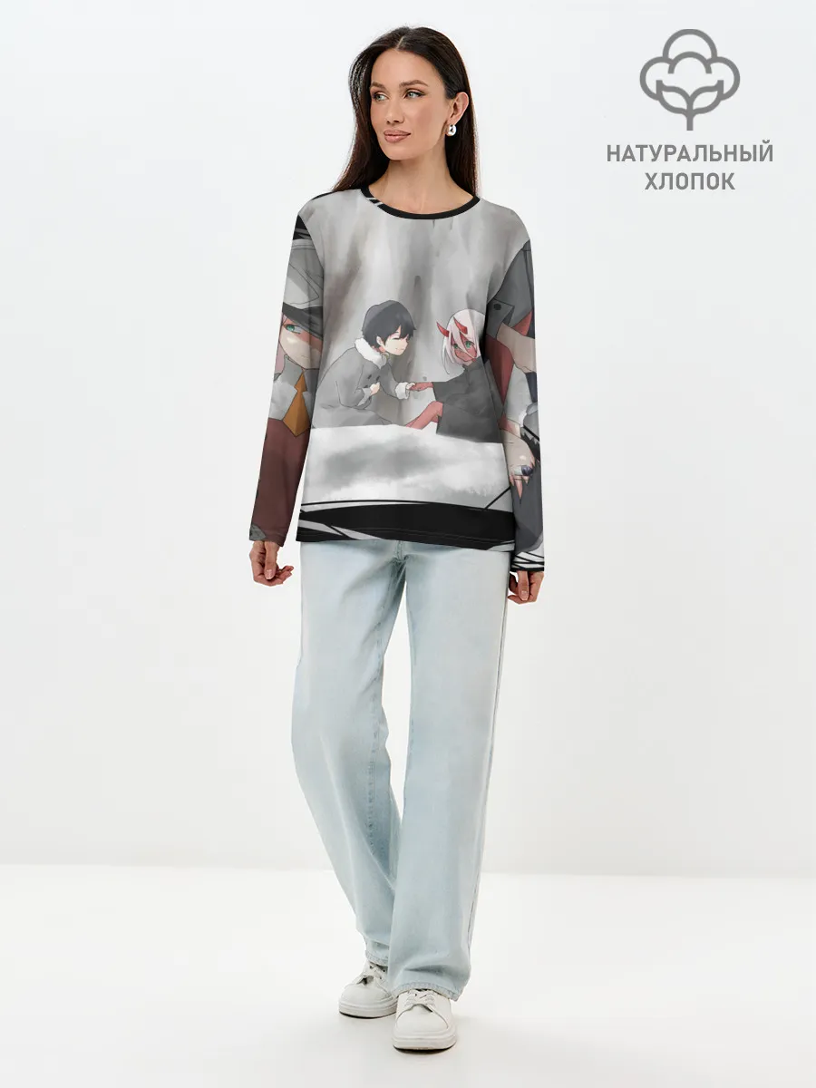 Лонгслив женский. Хлопок / ноль два перевертыш