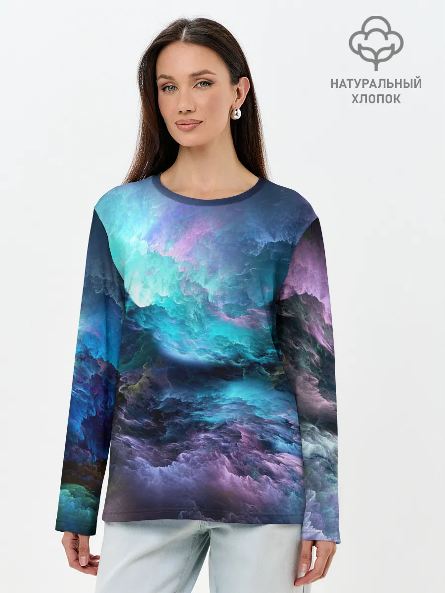 Лонгслив женский. Хлопок / ФРАКТАЛЬНЫЙ КОСМОС | SPACE