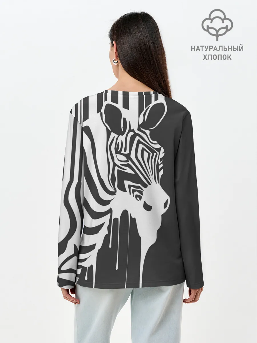Лонгслив женский. Хлопок / Зебра